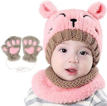 Nice set of hat, scarf and gloves in Bearbro knitwear for 1 to 4 years 6