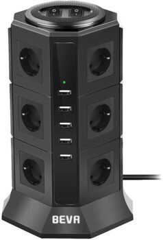BEVA - Multi-socket tower with 12 outlets and 5 USB ports 8