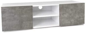 IDMarket - ELI white TV stand with concrete effect doors 2
