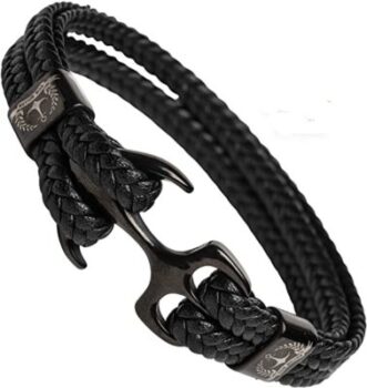 Anchor Bracelet Black Leather of high quality 15