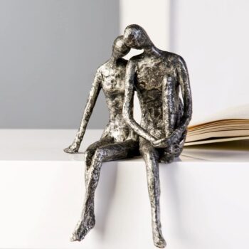 Sculpture seated couple aged silver aspect of 25 x 18 cm Casablanca 16