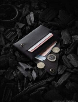 Crazy Horse Craft - Minimalist Carbon Black Leather Wallet 5