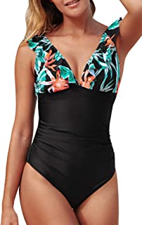 1-piece V-neck swimsuit with ruffles and laces Cupshe 1