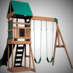 Wooden playground with swing, slide, sandbox, ladder, indoor house - BACKYARD DISCOVERY HILL 12