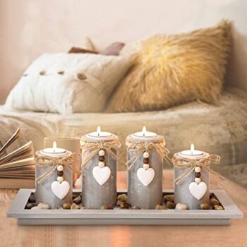 GoMaihe - Set of 4 wooden candle holders 4