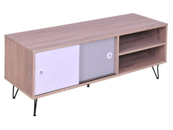 Noa TV stand in oak, white and grey 2