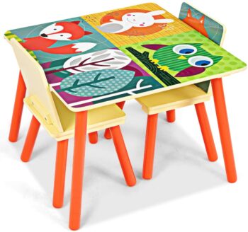 Goplus table and chair set with animal motifs 1