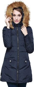 Mid-length jacket with hood trimmed with faux fur Orolay 2