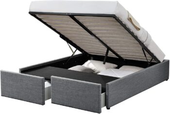 FOURNIER DECORATION Lagertha chest bed in grey linen 5
