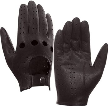 Leather driving gloves for men Harssidanzar 4