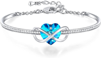 Silver plated bracelet with pink blue crystal 2