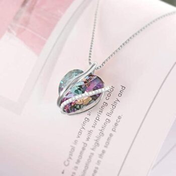 Silver plated necklace with pink crystal pendant 13