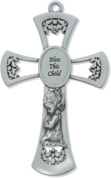 Pewter Crucifix "Bless This child 17