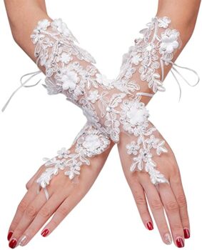 White lace gloves with lace for bride 12