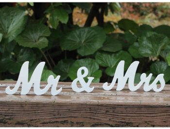 Vintage white wooden letters Mr & Mrs Amajoy 6