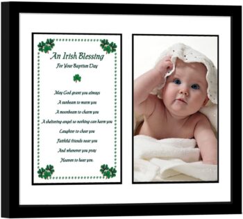 Photo frame with Irish blessing bordered by green shamrocks 21