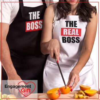 Set of 2 kitchen aprons "The Boss" and "The Real Boss 20