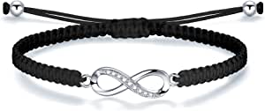 Silver Infinity Bracelet with Zirconia and Braided Textile Cord Handmade - J.Endéar 15
