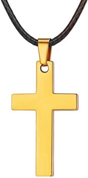 Personalized cross pendant with leather necklace 5