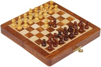 Jeu d'échecs fait à la main en bois de rose et finition en noyer 19