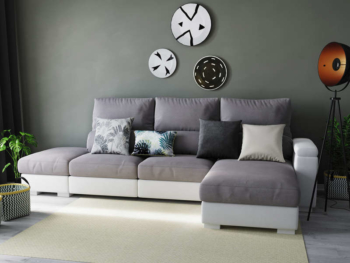 Grey and white corner sofa - SYDNEY 7