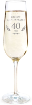 Champagne flute with engraving for the 40 years 30