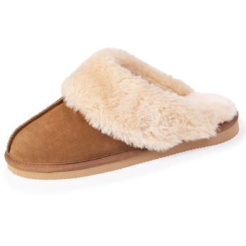 Isotoner mules leather and faux fur slippers 12