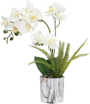 Artificial white orchid in marble pot - Olrla 34
