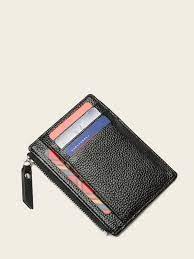 Black leather wallet Pebble Detail Wallet Shein 66