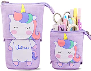 TOYESS Durable Canvas Pencil Case with Cute Unicorn Design 4