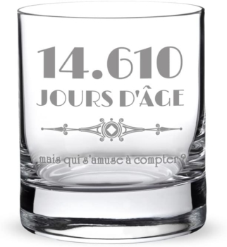Whiskey Glass with Engraving for Anniversary, 40 Years, 14,610 Days of Age but Who's Having Fun Counting 70