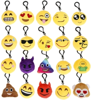 Cusfull Pack of 20 Mini Emoji Plush Keychains 29
