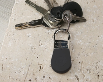 Connected black engraved key ring 67