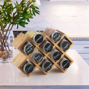 ecooe bamboo spice rack with 10 pots 30