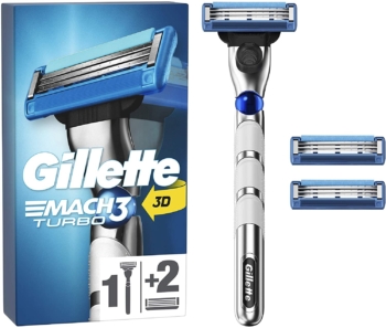 Gillette Men's Razor Mach3 Turbo + 2 Refill Blades 1