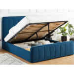 Bed box 160x200 in duck blue velvet 12